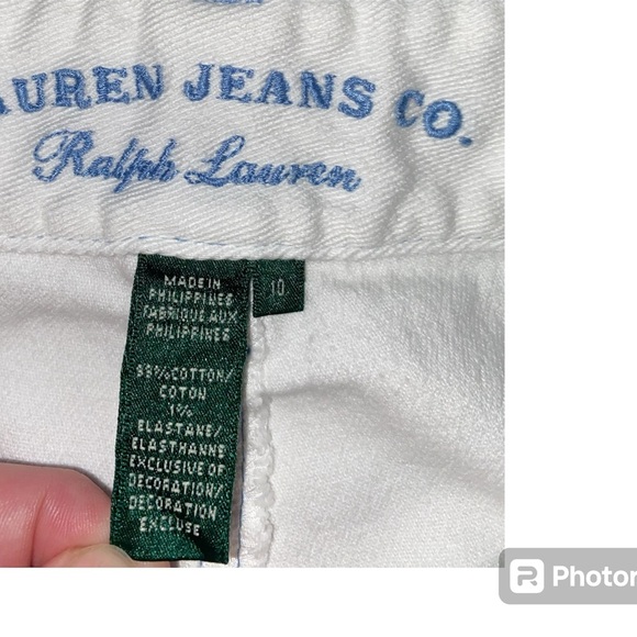 Ralph Lauren Jeans Co White Denim Shorts with Blue Trimming Size 10 - Picture 7 of 7